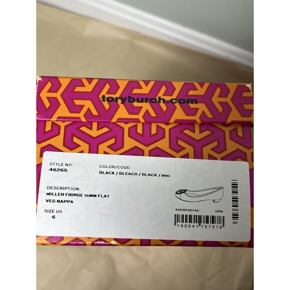 TORY BURCH Black Chelsea Leather Ballet Flats Shoes Womens Sz 6 M‎ Original Box - Picture 14 of 15